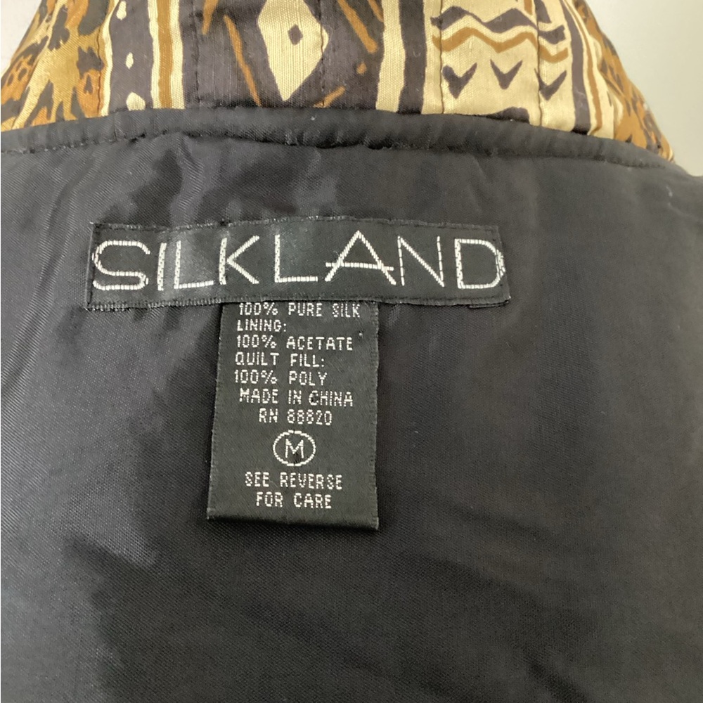 tribal print 100% silk jacket , Nehru collar 5 round black buttons, two pockets - Picture 4 of 4